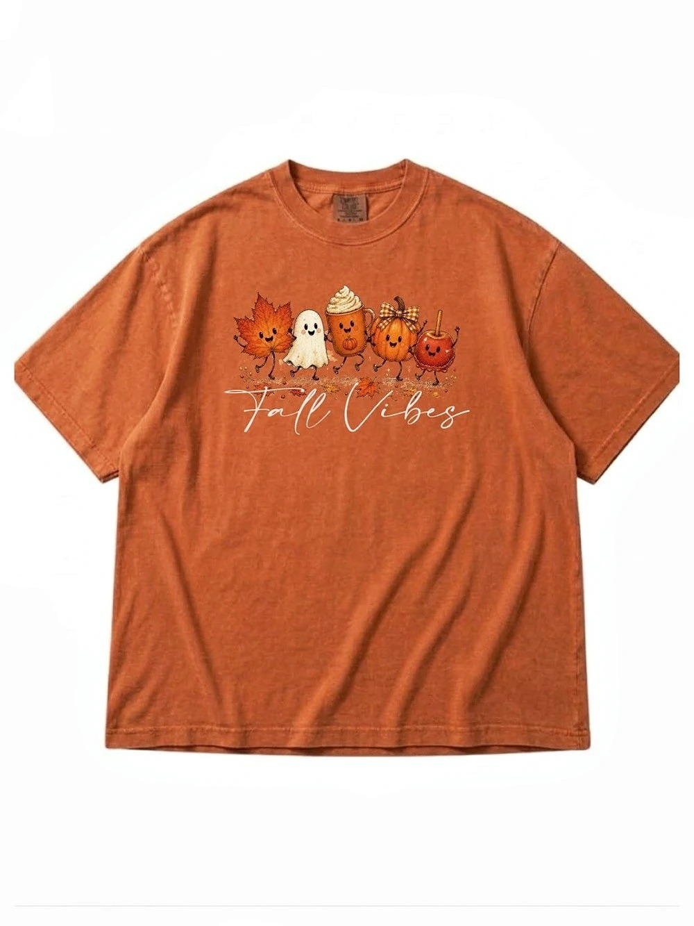 Comfort colors Fall Vibes Graphic Tee in Yam Orange
